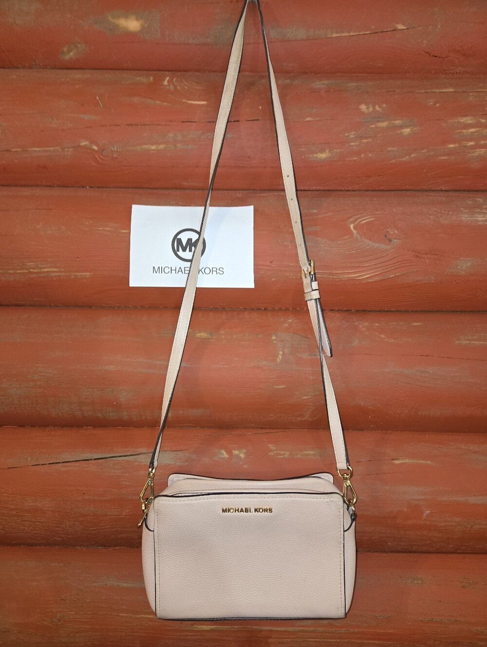 Michael Kors Pebble Leather Crossbody in Pale Pink with Gold Hardware